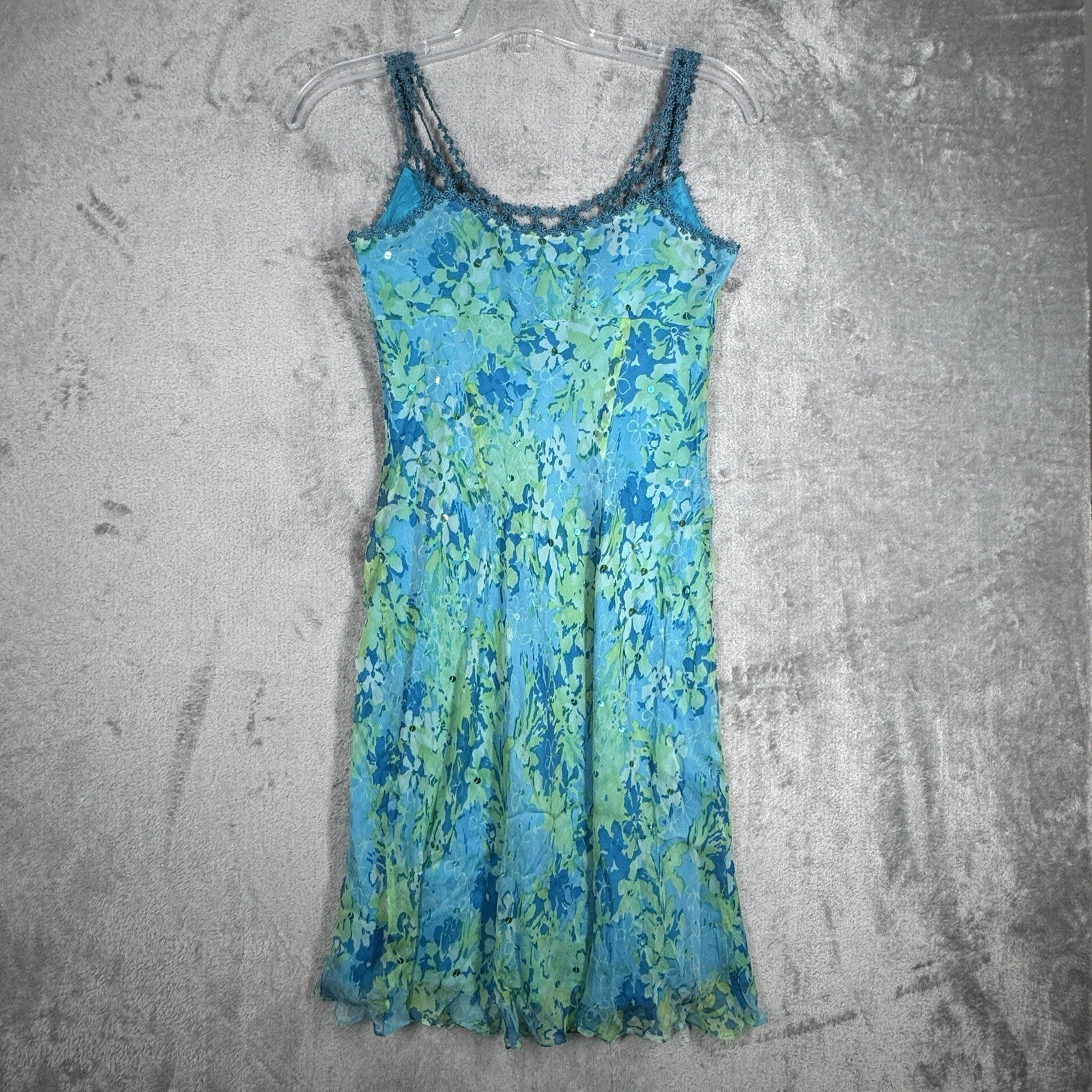 UNDERCOVER Abito M donna 4 fiori blu verde floreale colorato boho fata contadina Y2K