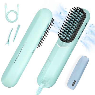 Cordless Hair Straightener Brush - [200M Negative Ions] Porta Straightening B...