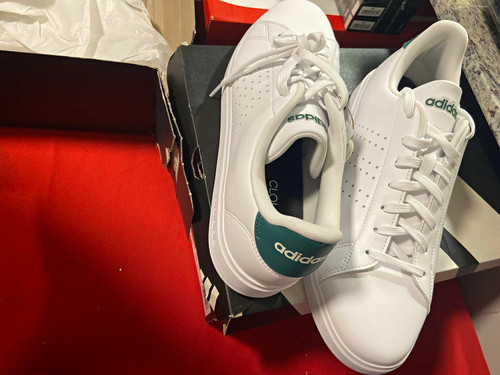 adidas Advantage 2.0 White/Green Leather Low Top Lace-Up Sneaker New w/ Box