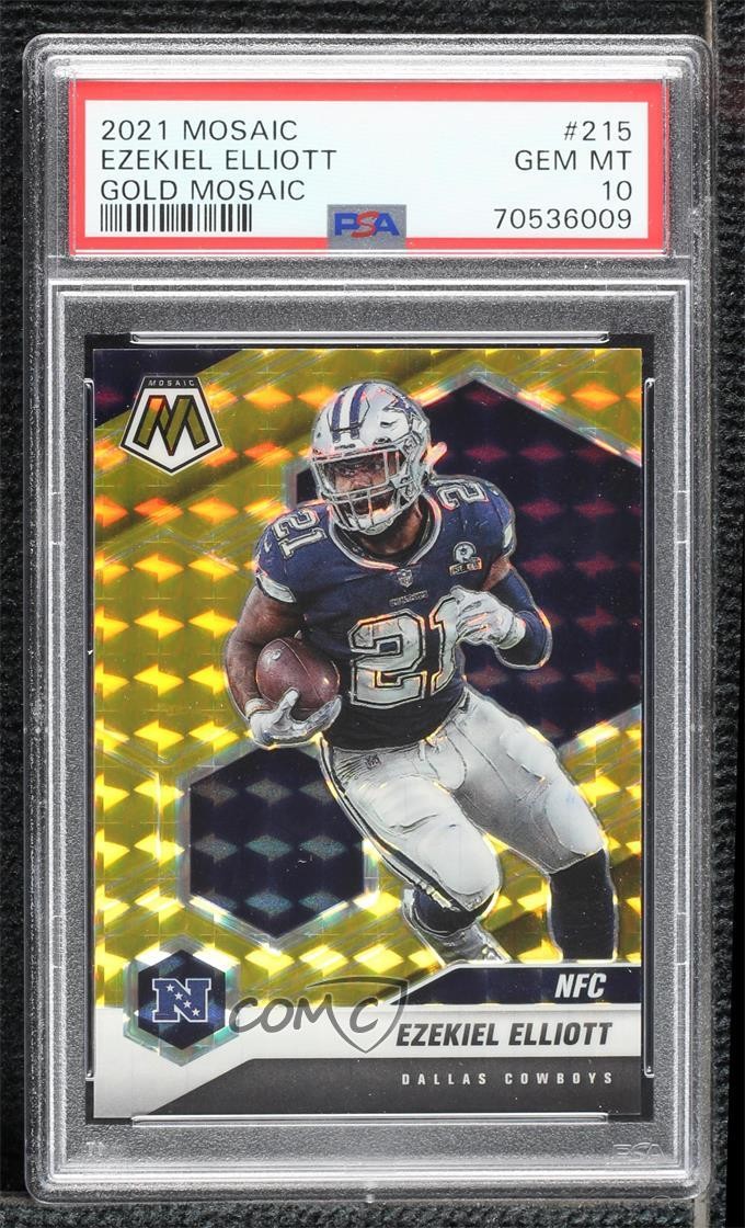 2021 Mosaic Variations NFC Gold Prizm 10/10 Ezekiel Elliott PSA 10 GEM MT 4hj