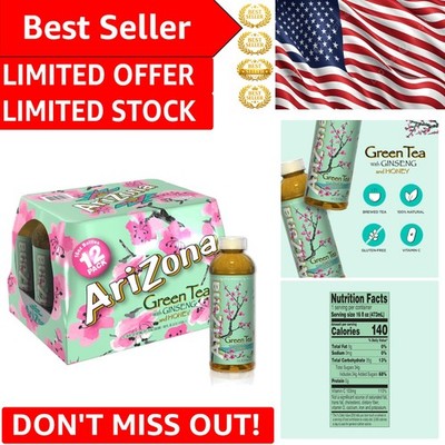 Refreshing Green Tea with Ginseng and Honey - 16 Fl Oz x 12 Pack, All-Natural