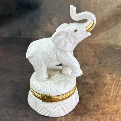 Lenox  Good Luck Elephant Box Treasures First Issue Trinket Box Jewelry 24K Gold