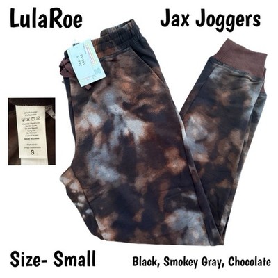 LULAROE JAX JOGGERS NWT BLACK SMOKE CHOCOLATE SIZE SMALL