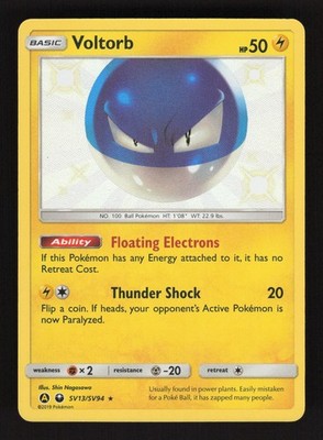 Voltorb SV13/SV94 Pokemon Hidden Fates Baby Shiny Holo Karte
