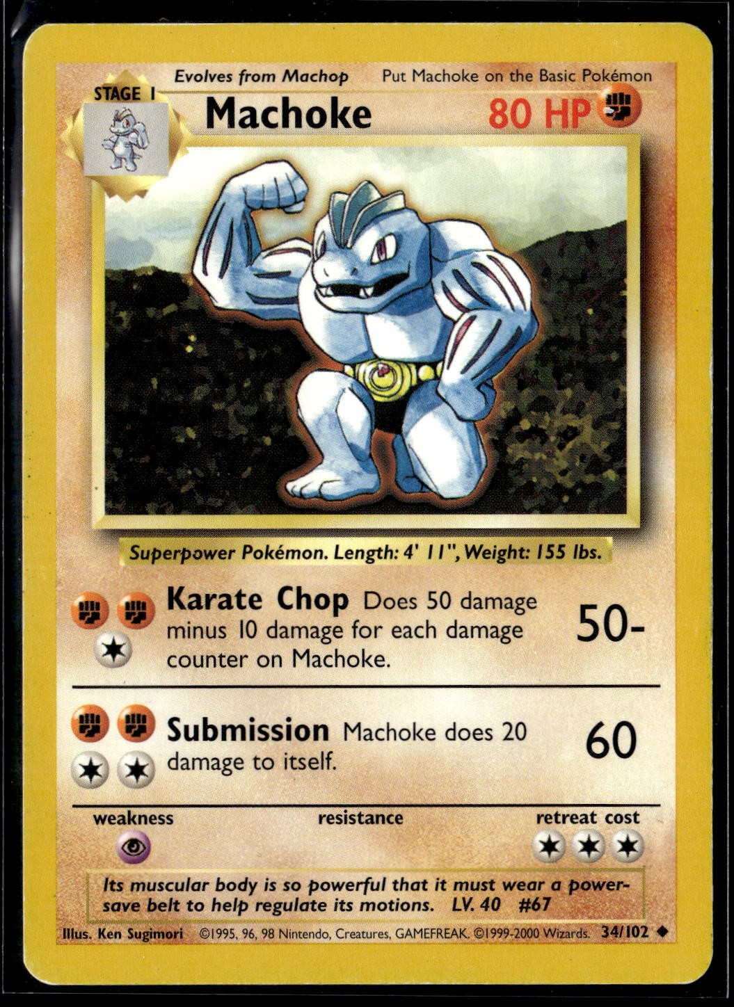 Machoke Uncommon Base Set 034/102 LP