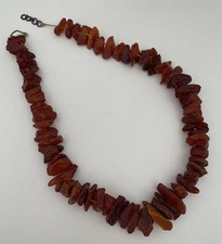 Vintage Natural Baltic Amber Cognac Nugget Beads Necklace for Restringing Reuse