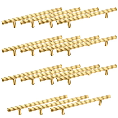 Lpraer 15 Pack Cabinet Handles Gold Stainless Steel T Bar Pulls Cupboard