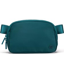 Two Way Zipper Fanny Pack Nylon Everywhere Belt Bag for Women, Water Teal Blue