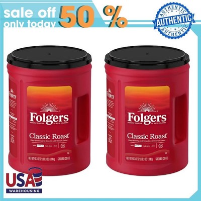 (2 pack) Folgers Classic Roast Ground Coffee Medium Roast, 25.9 oz Canister