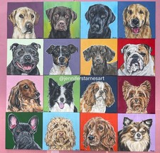 Dog breed original painting on canvas, display easel - choose the dog breed.