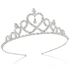 Wedding Party Flower Girl Crystal Rhinestones Heart Shaped Crown Headband Tiara