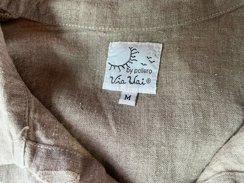 VIA VAI by Pollero Khaki Linen Embroidery Long Sleeve Shirt Women’s size Medium - Picture 4 of 6