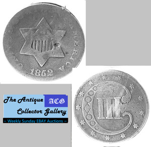 1852 US Phila Mint Silver Type 1 Trime🪙No Outlines to Star🪙3 Cents🪙B