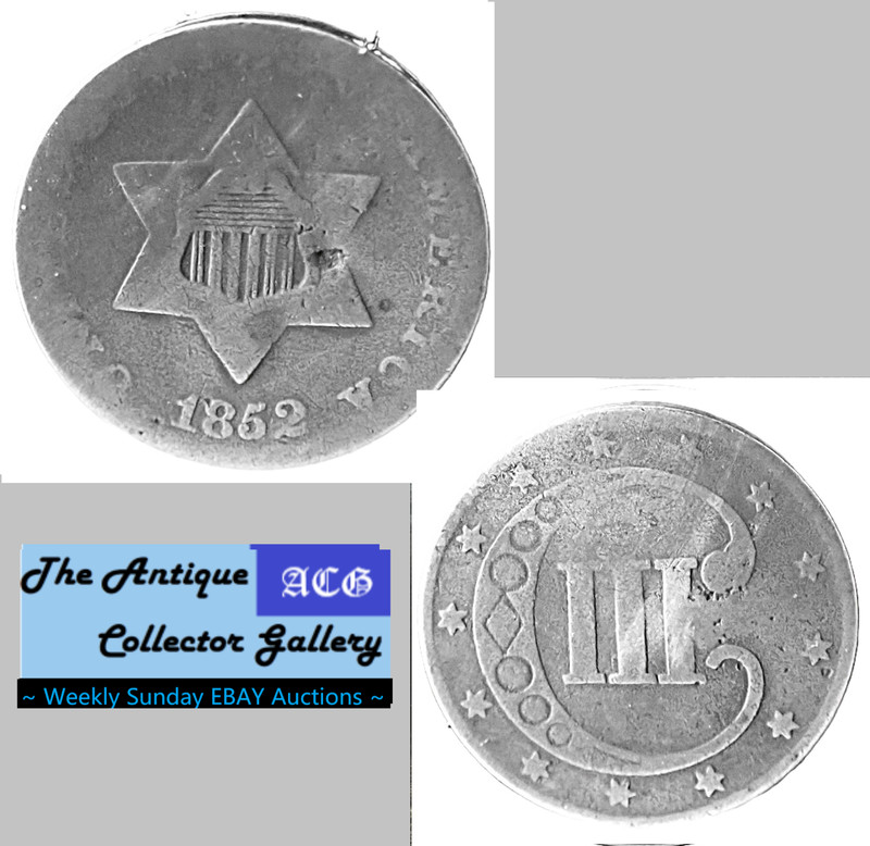 1852 US Phila Mint Silver Type 1 Trime🪙No Outlines to Star🪙3 Cents🪙B