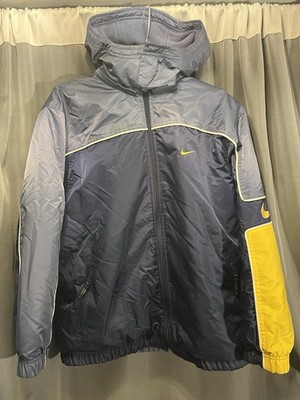 2000s Nike Silver Tag Blue Yellow Gray Reversible Puffer Jacket Size Large Boys