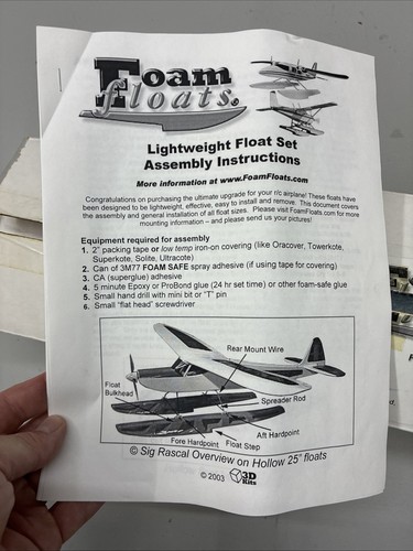 Foam Floats 25" Foam Float Set For R/C Model Aircraft New In Box - Picture 2 of 3
