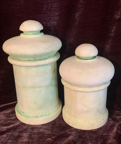 RARE Antique 19th Century European Alabaster Pharmacy Jar Set Apothecary - 第 2/11 張圖片