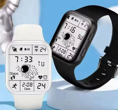 2 x Astronaut Square Uhr Unisex Kinder Elektronische Digitaluhr 1 Schwarz +1 Weiß