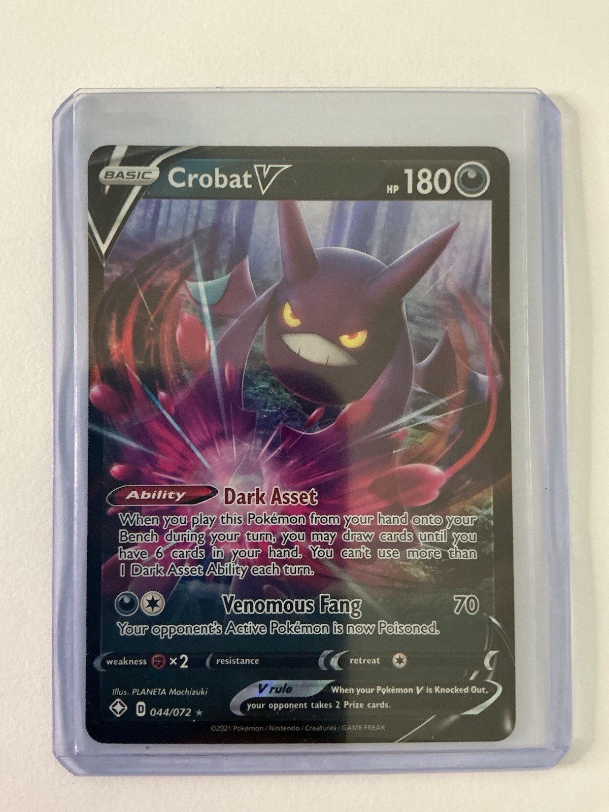 Crobat V - 044/072 - Pokemon Shining Fates Sword & Shield Ultra Rare Card NM