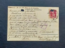 Spain, Valencia to Alicante 1939. Military Censorship. Franco Postcard tc912
