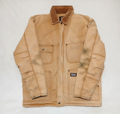 Vintage Chore Jacket L Big Smith Barn Coat Full Zip Beige Outdoor Work Farm