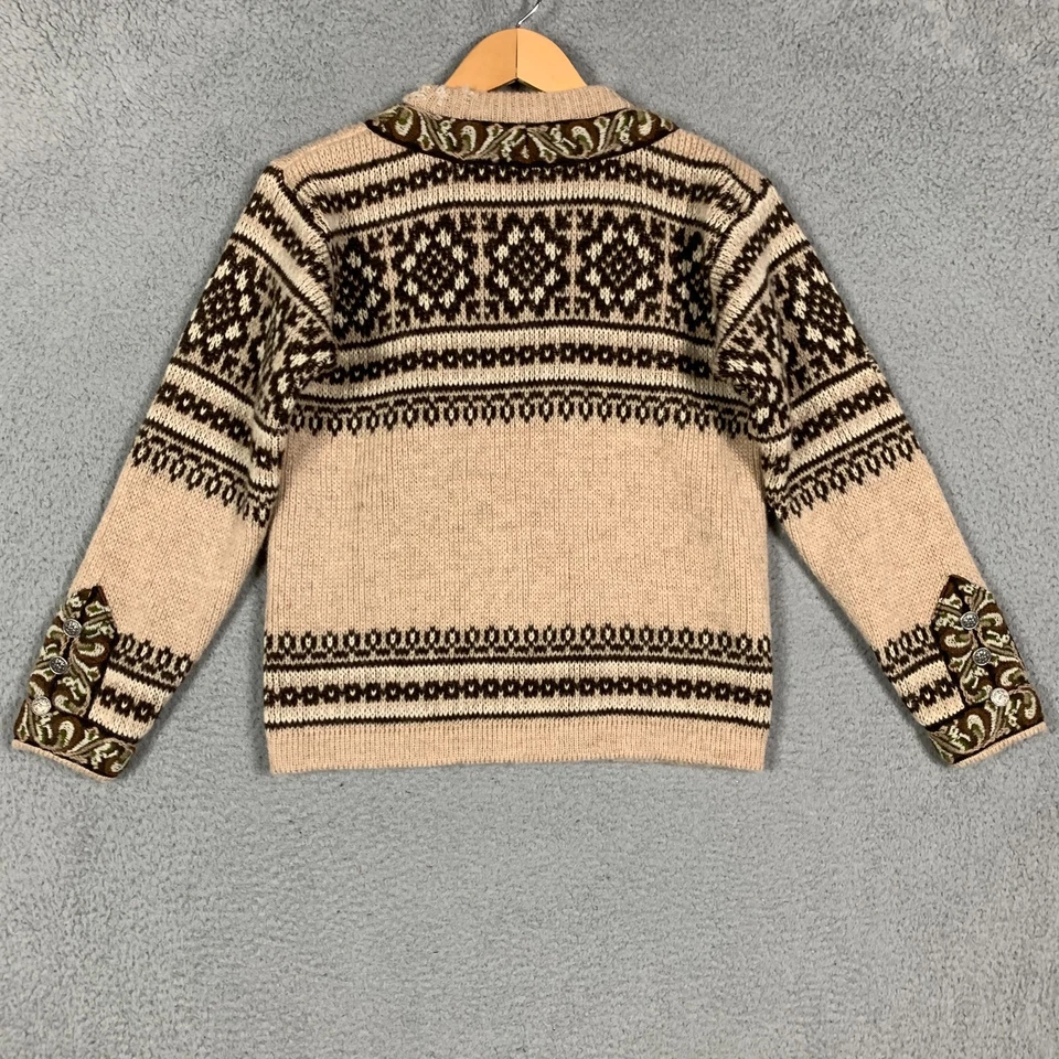 Cárdigan Nordstrikk Mujer 42 Hombre 48 Marrón Tostado Isla Justa Cierre de Lana Noruega De Colección Foto 4 de 4