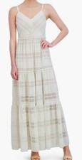 NWOT ELIZA J Lace Inset Tiered Maxi Sundress Ivory 10