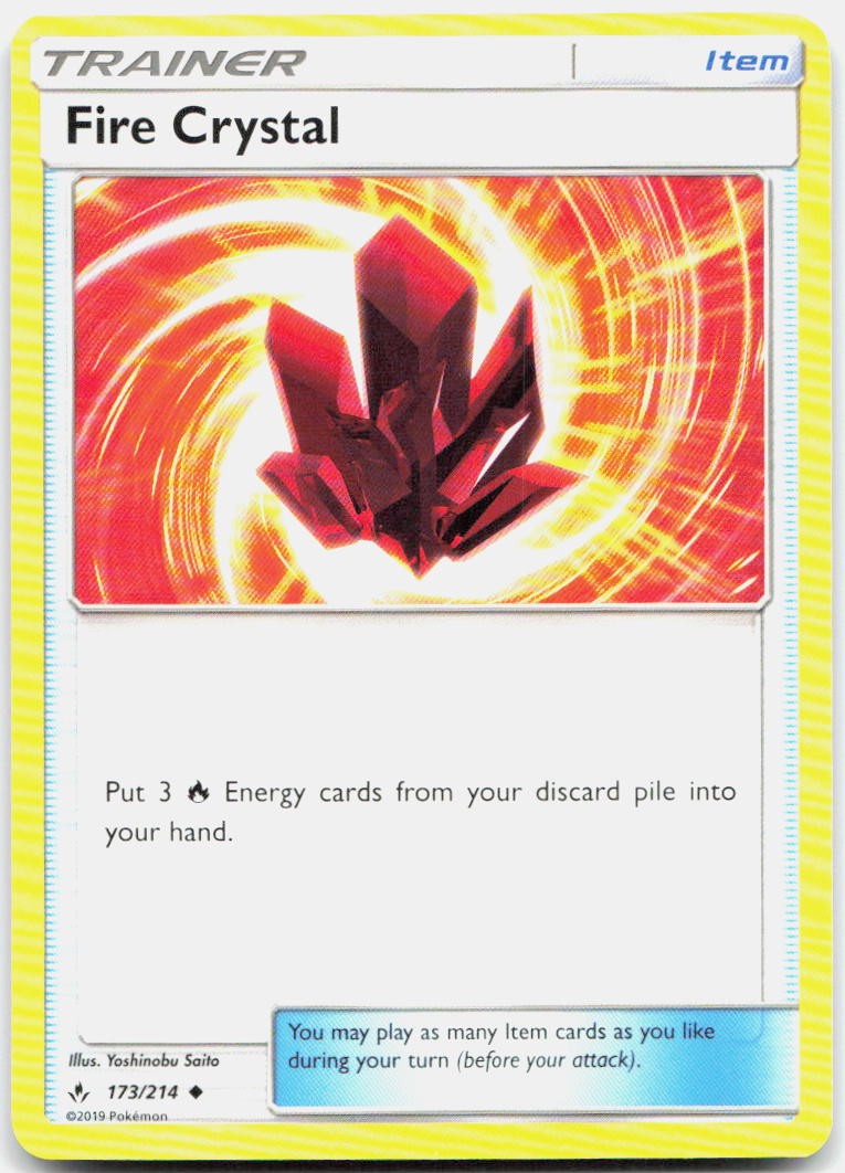 Fire Crystal 173/214 Uncommon Unbroken Bonds Pokemon Near Mint