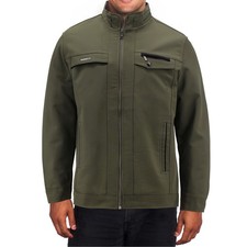 Men  s Water Resistant Fleece Lined Casual Outwear Full Zip Jacket Olive, M 