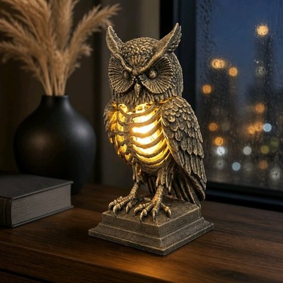 Gothic Eule mit offener Brustkorb Truhe mit LED Beleuchtung atemberaubende Figur