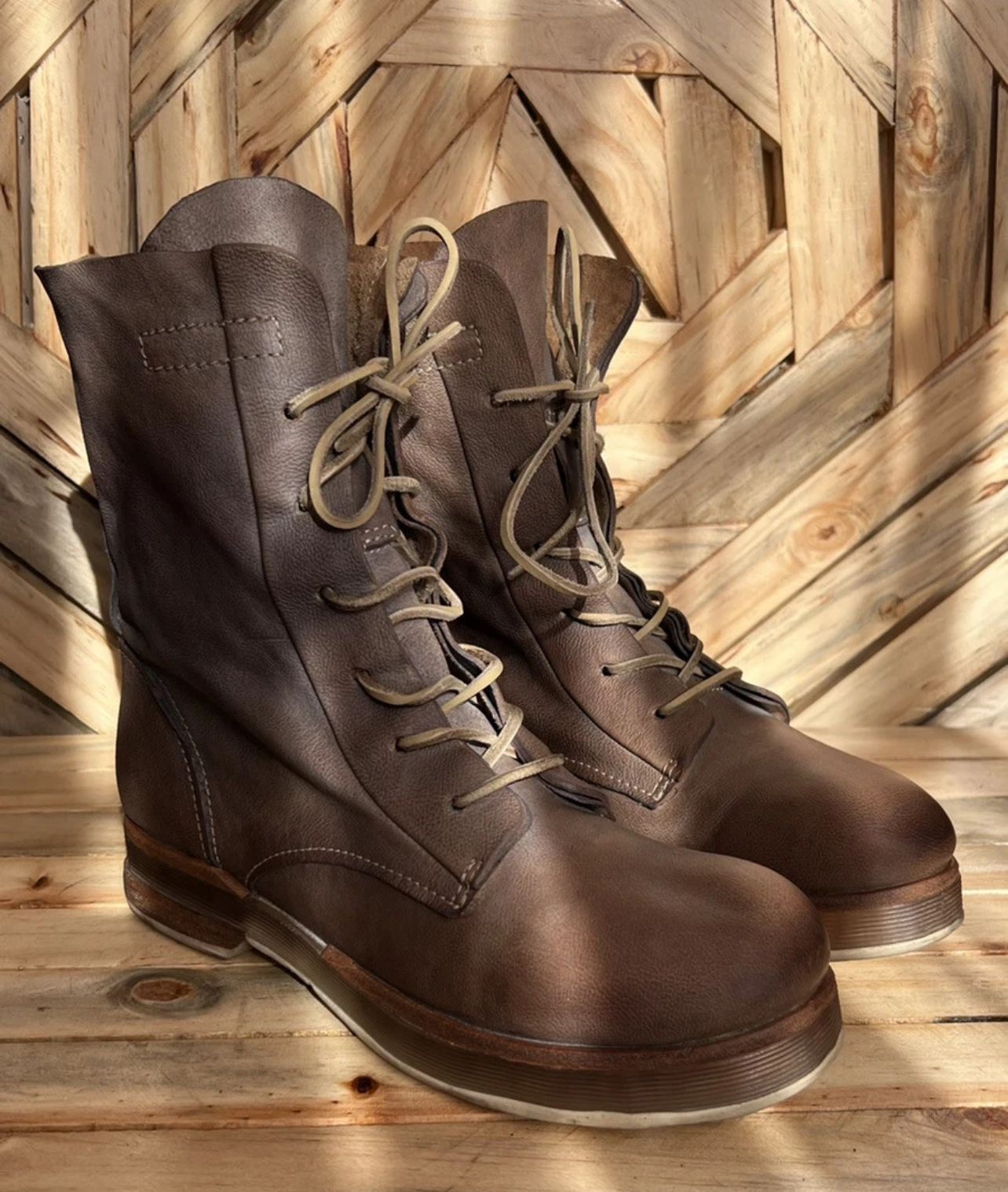 As 98 Airstep Italian Zipper Boho Biker  Brown DistressedBoots EUR 39/US 8.5-9