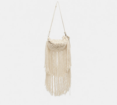 Stella McCartney Crochet Fringe Macrame Bum Bag in Creme
