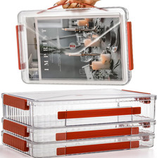 Set of 3 Portable Paper Storage Box Organizer, 9" X 14" Clear Plastic File Stora