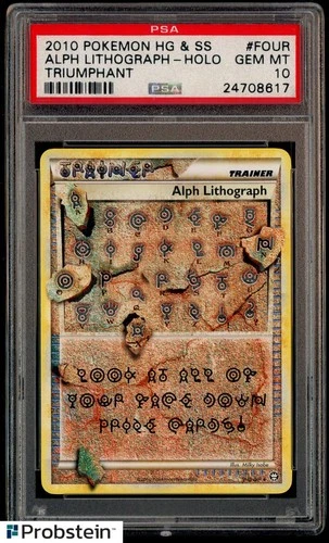 2010 POKEMON HEARTGOLD & SOULSILVER TRIUMPHANT #FOUR ALPH LITHOGRAPH  PSA 10