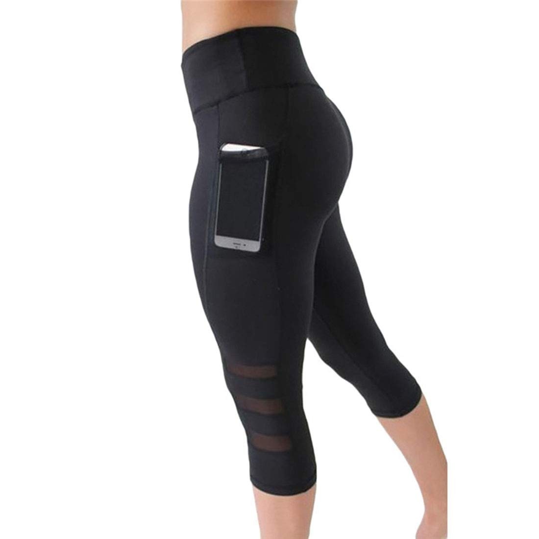 YONKOUNY Donna Allenamento Sportivi Capri Leggings Estivo Traspirante (V6d)