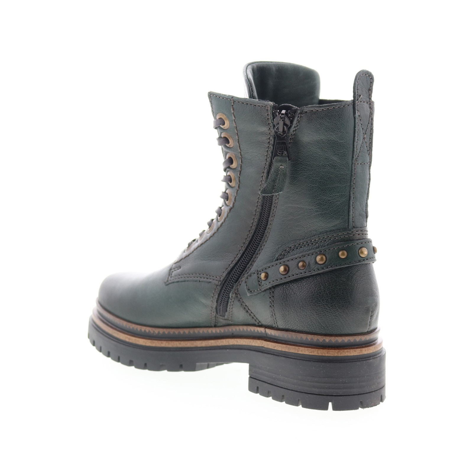 Miz Mooz Draven Womens Green Leather Lace Up Casual Dress Boots