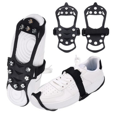Ice Cleats, Rubber Crampons for Shoes and Boots, 2Pcs & m & Black