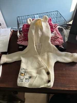 Disney by Hanna Andersson Winnie the Pooh cardigan w/ear hood & embroidered Pooh