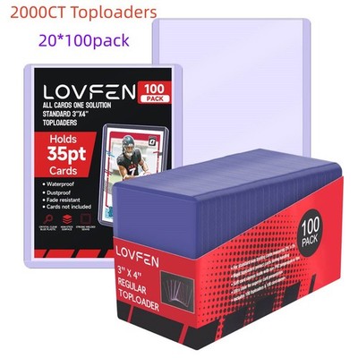 2000CT 3''x4'' Toploaders & 2000 Slevves For 35pt Sports Trading Cards 20*100Pack