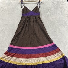 Vintage Maxi Dress Women S Brown Purple Beach Summer Colorful Y2K Artsy Boho