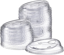  100 Count Crystal Clear Strawless PET Plastic Lids for 12, 16, 20  24 Oz. Mil
