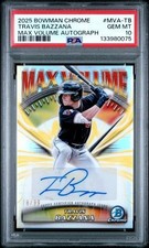 2025 Bowman Chrome Travis Bazzana Max Volume Auto Refractor/99🔥PSA 10🔥LOW POP