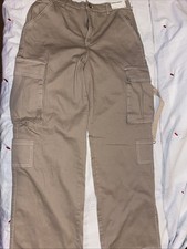 Khaki Cargo Wide Leg Pants unisex 