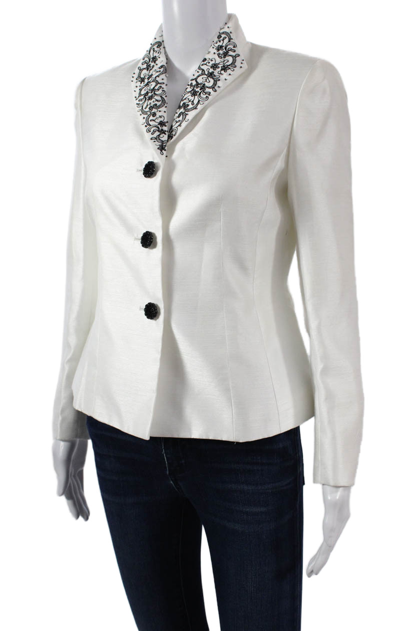Kasper Womens Basic Jacket White Long Sleeve Butt… - image 3