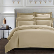 Luxury Beige Queen Duvet Cover Set - 100 Egyptian Cotton, 400 Thread Count