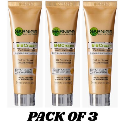 3 X Garnier Skin Naturals BB Cream Daily Moisturiser LSF 24 PA++ 18 Gramm ORI...