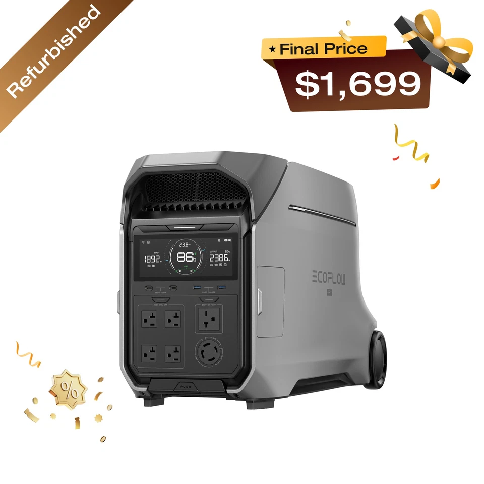 EcoFlow DELTA Pro 3 4000Wh LFP Portable Power Station Certified Refurbished