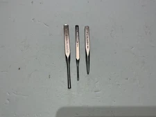 Vintage Craftsman 3 piece punch set, 2 pin punches, 1 center punch USA grt shape