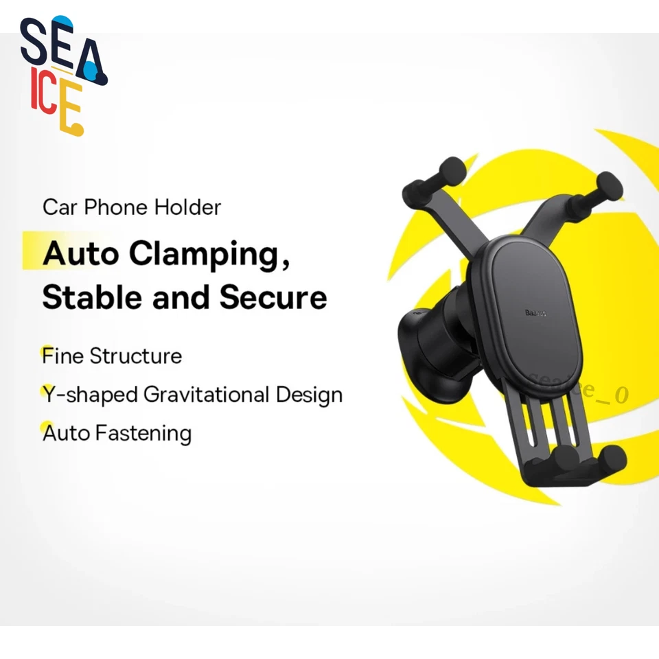 Baseus Auto Clamp Car Phone Holder | Gravity Air Vent Holder | Silicone Grip - Image 2 of 4