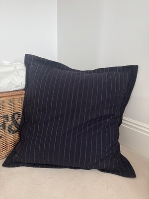 Ralph Lauren Kissenhülle und Kissen schwarz Nadelstreifen 75 cm quadratisch